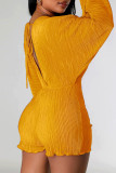 Red Sexy Solid Bandage Backless V Neck Regular Rompers