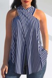Yellow Casual Print Backless Slit Halter Tops