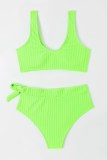 Grass Green Sexy Solid Backless Swimwears (With Paddings)