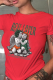 Red Sportswear Vintage Print Patchwork O Neck T-Shirts