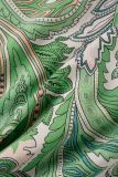Green Casual Print Tassel Patchwork Regular High Waist Conventional Patchwork Shorts