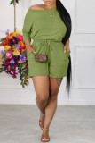 Pink Casual Solid Basic Oblique Collar Two Pieces
