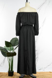 White Casual Solid Patchwork Off the Shoulder Straight Dresses(Without belt)
