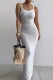 White Sexy Casual Solid Backless Spaghetti Strap Long Dress Dresses