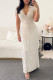 White Casual Solid Patchwork V Neck Long Dress Dresses
