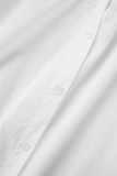 White Casual Solid Patchwork Off the Shoulder Straight Dresses(Without belt)