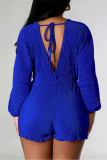 Red Sexy Solid Bandage Backless V Neck Regular Rompers