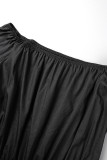 White Casual Solid Patchwork Off the Shoulder Straight Dresses(Without belt)