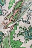 Green Casual Print Tassel Patchwork Regular High Waist Conventional Patchwork Shorts