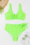 Grass Green Sexy Solid Backless Swimwears (With Paddings)