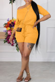 Pink Casual Solid Basic Oblique Collar Two Pieces