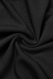 Black Sexy Casual Solid Hollowed Out Frenulum O Neck Tops