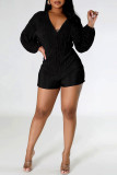 Red Sexy Solid Bandage Backless V Neck Regular Rompers