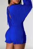 Red Sexy Solid Bandage Backless V Neck Regular Rompers