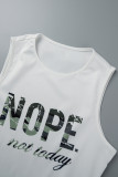 Camouflage Street Sportswear Basis Print Vests Printing Contrast O Neck Sleeveless Two Pieces