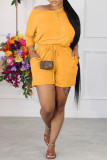 Pink Casual Solid Basic Oblique Collar Two Pieces