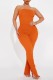 Orange Sexy Casual Solid Backless Strapless Skinny Jumpsuits