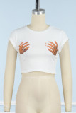 White Street Print Patchwork O Neck T-Shirts