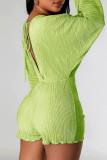 Red Sexy Solid Bandage Backless V Neck Regular Rompers