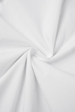 White Casual Solid Patchwork Off the Shoulder Straight Dresses(Without belt)