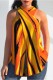 Yellow Casual Print Backless Slit Halter Tops