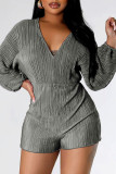 Red Sexy Solid Bandage Backless V Neck Regular Rompers