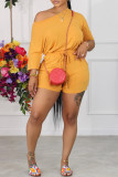 Pink Casual Solid Basic Oblique Collar Two Pieces