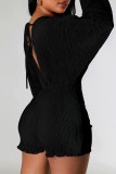 Red Sexy Solid Bandage Backless V Neck Regular Rompers