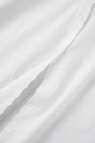 White Casual Solid Patchwork Off the Shoulder Straight Dresses(Without belt)