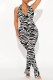 Black Sexy Casual Print Bandage Backless Halter Skinny Jumpsuits