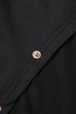 Black Sexy Solid Patchwork Backless Slit Spaghetti Strap Long Sleeve Dresses