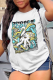 White Casual Daily Print Patchwork O Neck T-Shirts