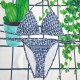 Blue Sexy Print Bandage Letter Swimwears