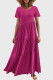 Rose Red Casual Solid Patchwork O Neck Short Sleeve Dress Dresses