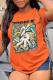 Orange Casual Daily Print Patchwork O Neck T-Shirts
