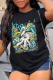 Black Casual Daily Print Patchwork O Neck T-Shirts