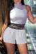 Light Gray Street Print Patchwork Letter O Neck Sleeveless Two Pieces