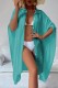 Lake Green Sexy Casual Solid Cardigan Swimwears Cover Up