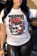 White Daily Vintage Print Skull Patchwork O Neck T-Shirts