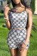 White Street Print Letter Spaghetti Strap Sleeveless Two Pieces
