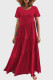 Red Casual Solid Patchwork O Neck Short Sleeve Dress Dresses