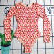 Tangerine Red Sexy Vacation Letter Patchwork Swimwears