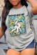 Grey Casual Daily Print Patchwork O Neck T-Shirts