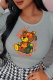 Grey Street Cute Print Patchwork O Neck Tops