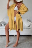 Rose Red Sexy Casual Solid Cardigan Swimwears Cover Up