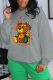 Grey Casual Daily Print Patchwork O Neck Tops