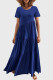 Royal Blue Casual Solid Patchwork O Neck Short Sleeve Dress Dresses