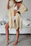 White Sexy Casual Solid Cardigan Swimwears Cover Up