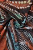 Colour Vintage Print Patchwork Mesh O Neck Long Sleeve Two Pieces