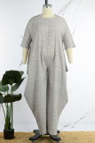 Grey Street Solid Patchwork Buckle O Neck Harlan Jumpsuits